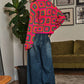 DAVI & DANI Crochet Patchwork Round Neck Pullover Sweater Top