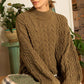 POL Dusky Mock Neck Cable Knit Sweater