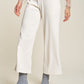 DAVI & DANI Women's Cream Wide Leg Mid-Rise Pants