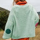 DAVI & DANI The Fuzzy Smile Long Bell Sleeve Knit Cardigan