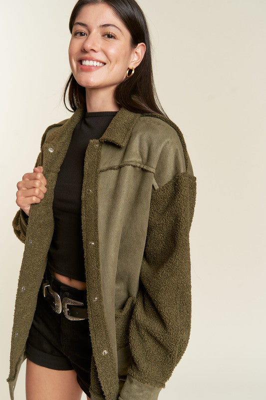 JADE BY JANE Faux Fur and Suede Jacket JJO5028P