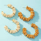 WOOD CHIP C SHAPE HOOP EARRINGS