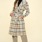 COALITION LA Double-Breasted Plaid Coat with Belt