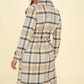 COALITION LA Double-Breasted Plaid Coat with Belt