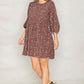 Abstract Polka Dot Bishop Sleeve Mini Dress