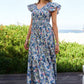DAVI & DANI Vintage Garden Floral Flutter Smocking Midi Dress