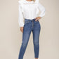 NUVI APPAREL White Swiss dot Ruffle Trim Blouse