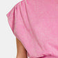 ZENANA Washed Boat Neck Bottom Banded Dolman Sleeve Top