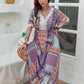 Plus Size Printed Lace Detail Short Sleeve Dress
