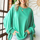 First Love Exposed Seam Round Neck Dropped Shoulder Blouse