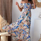 Smocked Printed Off-the-Shoulders Maxi Dress