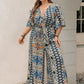 H.R.Z. Plus Size Printed Half Sleeve Wide Leg Jumpsuit