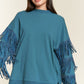 JADE by JANE Plus-size Silver Studded Fringe Sleeves Sweater top - PLUS JJT5009P
