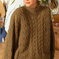 POL Dusky Mock Neck Cable Knit Sweater