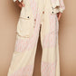 POL Women's Crochet Contrast Beige Cream Drawstring Wide Leg Pants