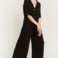 Basic Collar Shirt Wide leg Jumpsuit