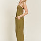 JADE by JANE Plus-size Smocked Tie Strap Jumpsuit with Pocket