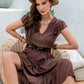Plus Size Ruffled V-Neck Cap Sleeve Midi Dress