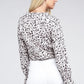NUVI APPAREL Frill Trim Notched Neckline Blouse