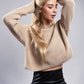AMBIANCE APPAREL Mock Neck Cropped Pullover Knit Sweater