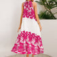 Tied Printed Sleeveless Midi Dress