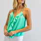 DAVI & DANI Solid V-Neck Sleeveless Ruffle Tank Top