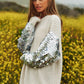 DAVI & DANI Sequin Sleeve Sweater Knit Tunic Top