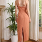 LILOU Casual Summer Tank Strap Dress with Back Split
