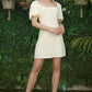 LILOU Elegant Bright Yellow Mini Brunch Dress with Back Strap