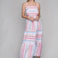 NUVI APPAREL Striped Print Ruffle Hem Cami Dress