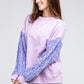 BIBI Velvet Sequin Sleeve Mineral Washed Top