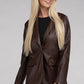 AMBIANCE APPAREL Sleek Pu Leather Blazer with Front Closure