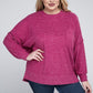ZENANA Plus Brushed Melange Drop Shoulder Sweater