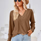 V-Neck Long Sleeve Blouse