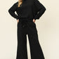 DOUBLE TAKE Full Size Texture Long Sleeve Top and Pants Lounge Set