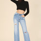 LILOU Black Long Sleeves Mock Neck Lace-up Open Back Top