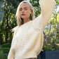 POL Cream Cable Knit Cutout Long Sleeve Sweater