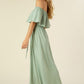 LILOU Sage Swiss dot Off-shoulder Dress