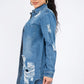 AMERICAN BAZI Distressed Button Down Denim Shirt Jacket