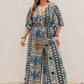 H.R.Z. Plus Size Printed Half Sleeve Wide Leg Jumpsuit