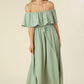 LILOU Sage Swiss dot Off-shoulder Dress