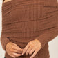 HYFVE Brown Fuzzy Off-the-Shoulder Textured Knit Top