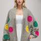 DAVI & DANI The Fuzzy Smile Long Bell Sleeve Knit Cardigan