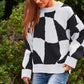 DAVI & DANI Multi Geo Checker Pullover Knit Sweater Top
