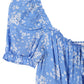 LILOU Light Blue Floral Puff Sleeve Dress