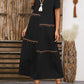 Black V-Neck Short Sleeve Maxi Boho Dress