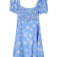 LILOU Light Blue Floral Puff Sleeve Dress
