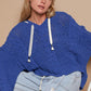 POL Blue Cable Knit Hooded Chenille Sweater