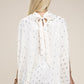 NUVI APPAREL White Batwing Sleeve Mock Neck Blouse