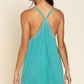 POL Mini Sleeveless Deep V-neck Dress with Lace on Front